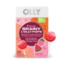 OLLY Focus Buddies L’OLLY Pops, Cognizin, Vitaminas B6 y B12, Omega-3 ALA, Supports Focused Atención y Función cerebral saludable* Kids 4+ Suplemento dietético, Watermelon Strawberry Flavored, 25 Conde