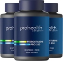 Suplemento de Pterostilbeno (250mg, 60 cápsulas) ← Probada clínicamente, Antioxidante testado de terceros para la salud cerebral y del corazón ¦ Activa genes de longevidad (3 Pack)