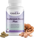 Mushroom Boost Plus - 10-en-1 Mushroom Suplemento con Cordyceps, Lion’s Mane, Reishi, Turquía Tail & Shiitake - Immune Support, Energy & Brain Supplement - 60 Veggie Capsules