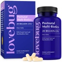 Probióticos postnatales de Lovebug - 20 millones de UF Multi Strain for Breastfeeding -con Fenugreek, Milk Thistle & Fennel,Supports Breast Milk & Gut Health, Postpartum Essentials, 30 cápsulas