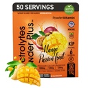 PowderVitamin Electrolytes Powder Plus (50 Servings) Mango Passionfruit Electrolyte Powder Zero Calorie Keto, 0 Azúcar, Sin Maltodextrin,1000mg Potasio,120mg Calcio,120mg Magnesio, Hidratación Polvo