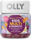 OLLY Kids Multivitamin & Probiotic, Limited Edition, Digestive Support, Vitamins A, D, C, E, B, Zinc, Chewable Supplement, Sugar Plummy - 40ct