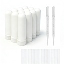 12 conjuntos Aromaterapia Aceite Esencial Tubos Inhaladores Nasal Blank(12 palos completos) + 2 gotas de polietileno Pipette