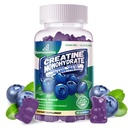 Complejo de Gummies de Monohidrato de Creatina para Hombres y Mujeres -Fórmula avanzada W/L-Taurina + Vitamina B12, Sugar suplemento Chewable Libre,90 Blueberry Gummies