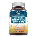 Calcio Magnesio Zinc + Vitamina D3 Tablas- Promueve Huesos Fuertes & Dientes, Soporte Nerve & Función Musculo* (300 Conde)