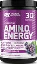 Optimum Nutrition Amino Energy - Pre Workout with Green Tea, BCAA, Amino Acids, Keto Friendly, Green Coffee Extract, Energy Powder - Concord Grape, 30 Servimientos