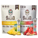 Salud 2-Pack TENIDO 2-en-1 Hidratación + Inmunidad (Pineapple) & Energy + Focus (Strawberry Watermelon) – 15 Sirve cada uno, Agua Fresca Drink Mix, Non-GMO, Gluten Free, Vegan, Baja Calorie, 1g de Sugar