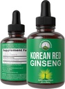 Coreano gotas líquidas Ginseng rojo con sabor agradable. de Panax Coreano Extracto de raíz para la energía, resistencia, foco. Vegan Nootropic, Zero Sugar Oil Tintura Suplemento Herbal para Hombres y Mujeres