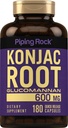 Piping Rock Glucomannan Capsules 600mg Silencio 180 Pills  Konjac Root Fiber Supplement ← Non-GMO, Gluten Free
