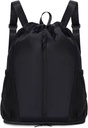 sportsnew Drawstring Backpack Sports Gym Bag with Shoes Compartment, String Backpack Cinch for Women Men, Water-Resistant Drawstring Bag for Workout Travel, Lightweight, Black, Patent Pending