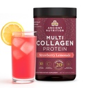 Péptidos de Collagen de Nutrición Antigua Polvo, Proteína Multi Collagen, Hombres Mujeres, Vitamina C, Probióticos, Collagen Hidrolyzed, Apoya la Esquía, Juntas, Salud Gut, Lemonade de Fresa, 24 Servimientos