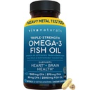 Viva Naturals Triple Fuerza Omega 3 Píldoras de aceite de pescado – 2500 mg Fórmula de alta potencia con 2250 mg Omega 3 Ácidos grasos (EPA, DHA, DPA) en forma rTG para la absorción – Certificado IFOS, 90 Softgels