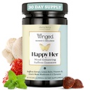 Wellness ganadora Feliz Her Mood Gummies - Daily Mood Enhancer Support Supplement for Women - Saffron, Lemon Balm, Vitamina D &amp; Lions Mane Mushrooms for Balance & Calming Relief - 50 Vegan Gummies