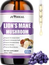Lions Mane Liquid - Apoyo al cerebro, energía, memoria " Focus - Suplemento de mane de leones sin alcohol - 4 Fl OZ, 4 Month Supply, Grape Flavor