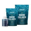 CORREXIKO Marine Collagen Supplement Pills & Powder Bundle - Incluye 10.000mg Double Hydrolyzed Collagen Powder 15 oz & 5oz y 1800mg Collagen Peptides 120 Capsules - para el cabello, piel y uñas