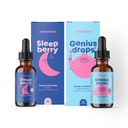 JoySpring Genius Drops Suplemento cerebral y SleepBerry Melatonin para niños Apoyo al sueño