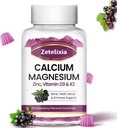 Calcio Gummies con D3, Suplemento de magnesio de calcio con Glycinate,Potasio,Vitamin D3 &amp; K2, &amp; Whole Natural Food for Bone &amp; Immune Support- 60 Chewable Gummy Elderberry Flavor