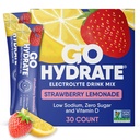 GoHydrate Low Sodium Electrolytes Powder Packets Sugar Gratis - Instant Hydration Daily Drink Mix - Zero Sugar Water Flavor Packet Singles with Vitamin D - (Strawberry Lemonade, 30 Packs)