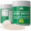Peak Performance Hidrolyzed Bone Broth and Collagen Unflavored Protein Peptides Powder Contiene todos los tipos de colágeno: 1, 2, y 3. Puro Pasture, Raised Grass Fed, Paleo Friendly, Gluten + Dairy Free