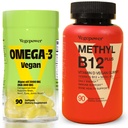 Vegan Omega-3 + Vitamina B12 Gummy ← Algae Omega-3 DHA Suplementos para Cerebro, Ojos del Corazón Salud TENIDO Metil B12 1000 mcg &amp; Vitamina D 5000 UI para Energía y Apoyo Inmunitario - 90 Cuenta