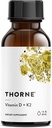 THORNE - Vitamina D + K2 Líquido con un dispensador medido - Vitaminas D3 &amp; K2 para soportar huesos saludables & musculos* - 1 Fl Oz (30 ml) - 600 Servimientos
