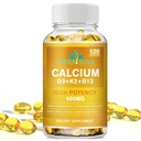 Extra Strength 4-in-1 Calcio 600mg + Vitamina D3 5000iu + K2 + B12 Complejo de Suplemento Natural para la Salud de Huesos e Inmunes, 120 Softgels, 60 Day Supply