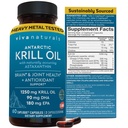 Viva Naturals Antártico Krill Oil Omega 3 Suplementos 1250 mg - DHA EPA Omega-3 " Concentración de Astaxanthin para la salud conjunta, No Fish Burp - 60 Krill Oil Capsules