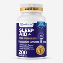 WELMATE - Ayuda para dormir nocturna - Doxylamine Succinate 25 mg - para adultos y niños 12+ - 200 tabletas