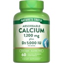 Verdad de la naturaleza Calcio 1200mg con vitamina D3 5000 UI  durable 60 Softgels Silencio de Calcio Carbonato Silencio No GMO &amp; Gluten Suplemento Gratis