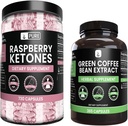 PURE ORIGINAL INGREDIENTES Cetona de frambuesa y grano de café verde extract Bundle, varios tamaños, sin artillería, Lab Verified