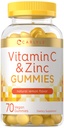 Carlyle Vitamina C y Zinc Gummies Silencio 70 Conde ← Lemon Flavor ← Vegan, No GMO y Gluten Suplemento Gratis