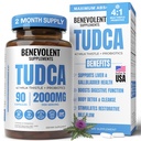 2000mg Advanced TUDCA Supplement - Max Absorption TUDCA Bile Salts with 4:1 Milk Thistle and Probiotics - Supports Liver Detox &amp; Cleanse, Gallbladder, Gut & Kidney Health - 90 Vegan Capsules