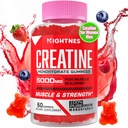 Gummies de Monohidrato de Creatina para Mujeres - Gummies de Pre-Workout Creatina con Taurina & Vitamina B6 B12 para Fuerza Máxima, Musculo, Energía, Resistencia & Focus, Orgánico, Vegan-60 Conde