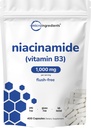 Vitamina B3 Niacinamide 500mg Por Capsule, 400 cápsulas TENIDO 1000mg Flush Free Niacin Por Serving, Essential B Vitamin Supplement ANTE Skin Care Health & Energy Support ← Non-GMO, Gluten Free