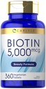 Carlyle Biotin 5000mcg ← 360 Vegetarian Tablets ← Belleza Fórmula Suplemento Silencio No GMO, Gluten Free