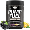 PMD Sports Pump Fuel Ultra Caffeine Gratis - Premium Pre Workout Powder &amp; Muscle Pump, Greater Focus, Endurance & Recovery, Premium Creatine, Arginine & Beta Alanine - BlackBerry Lemonade (30 Servings)