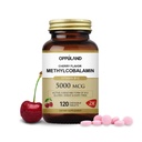 Metil B-12 5000mcg Chewable with Folate - Vitamina B12 Methylcobalamin Tablas sublinguales - Apoyo Energía & Función cerebral - Suplemento vegano - Cherry Flavor - 120 Conde