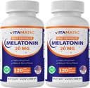 Vitamatic Melatonin 20mg para el apoyo al sueño ← Vegetariano, No GMO, Gluten Free ← HIGH Potency 20 MG ← Natural Berry Flavor 120 Fast Dissolve Tablets - 2 Pack - 240 Count