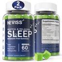 NEVISS Melatonin Free Sleep Aid Gummies for Adults - Magnesium Glycinate Gummies ← GABA, L-Tryptophan, Magnesium, Ashwagandha - Non-Habit Forming, Help for Deep Relaxation - Vegan, Lemon Flavor, 2Pack