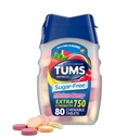 TUMS Extra Strength Chewable Sugar Tablas de ácido libre para Heartburn Relief, Melon Berry - 80 Conde
