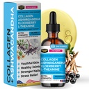 Collagen Mojo - Collagen líquido para hombres y mujeres, péptidos colágenos con Ashwagandha, Elderberry &amp; L-Theanine - Cabello, Esquí, uñas, soporte conjunto de estrés, alta absorción - 100.000mcg, 2 Oz