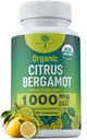 Suplemento orgánico Citrus Bergamot - Sólo USDA, Cardiólogo Formulado con 200+ Estudios Científicos -1000 mg - Extracto Patenado, Corazón, Colesterol, &amp; Lipid - Italiano Bergamot High Polyphenols 60caps