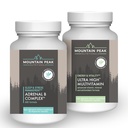 Nutricionales de pico de montaña Complejo Adrenal B &amp; Ultra High Multivitamin Combo Pack - Vitamina, Multi-Mineral, & Adaptogen Support - B Vitaminas, Probióticos, " Nutrientes esenciales - 90 " 180 Ca