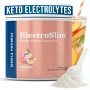 Promesa Simple ElectroSlim - Electrolitos Keto Libres de Azúcar Polvo - No Sugar Fórmula para el soporte diario de energía e hidratación, Bajo Sodio Electrolitos Orgánicos Polvo, 30 Servimientos, Peach Flavor