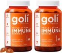 Goli Immune Vitamin Gummy - 120 Conde - Elderberry, Vitamina C, D & Zinc, Vegan, No GMO, Libre de gluten &amp; Gelatin-Free, Pack de 2
