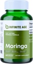 INFINITE AGE 1000mg Organic Moringa Leaf Powder Capsules, 60 Cuenta - Hecho en los EE.UU., Vegan, Gluten Gratis, All-Natural - Antioxidantes, Liver y Kidney Support Suplemento