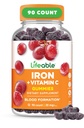 Gummies de Hierro Lifeable ← 20mg Silencio con Vitamin C ← Gran Tasting Blood Builder Suplemento de Hierro Silencio con Vitamina C para la Deficiencia de Hierro
