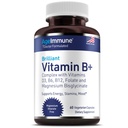 EdadInmune Complejo de vitamina B con vitamina D3 B12 B6 Magnesium Bisglycinate y Folate como Methylfolate - Doctor Formulado Metillated B Suplemento Complejo – 60 cápsulas - Sin Niacin
