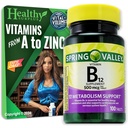 Superávit saludable Vitamina B12 Suplemento Tablas 500 mcg 100 Tablas y Volumen Vital Consejos Tarjeta