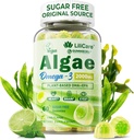 Omega 3 Gummies 2200mg de Algae Oil (DHA 640mg &amp; EPA 290mg) para Hombres, Vegan Omega 3 Fish Oil Alternative, w/CoQ10, Astaxanthin, Vitamina A, E, D3 para Cerebro, Ojo, Antioxidante, Sugar Gratis, 1Pack